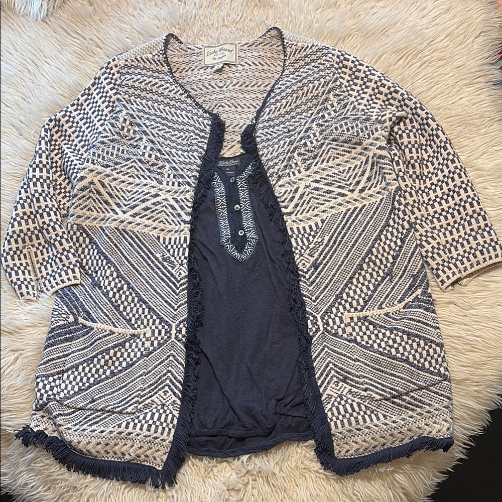 Two piece navy tank and sweater